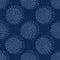 Embroidery Circle Sashiko Kantha Vector Pattern. Asian Needlework Seamless Background. Indigo Blue Style. Running Hand Stitch