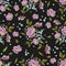 Embroidery colorful seamless pattern with roses and forget me n