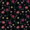 Embroidery colorful simplified ethnic floral seamless pattern.