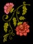 Embroidery. Embroidered design elements with flowers and leaves