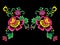 Embroidery ethnic roses. Vector embroidered traditional flowers.