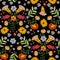 Embroidery ethnic seamless pattern with colorful flowers.