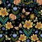 Embroidery ethnic simplified seamless pattern with butterflies a
