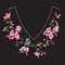 Embroidery floral neck line pattern with oriental cherry blossom