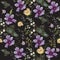 Embroidery floral seamless pattern with ethnic violets.