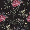 Embroidery floral seamless pattern with red roses.