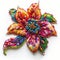 Embroidery Flower Isolated, Floral Pattern with Small Beads, Embroidered Beadwork, Copy Space