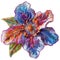 Embroidery Flower Isolated, Floral Pattern with Small Beads, Embroidered Beadwork, Copy Space