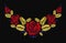 Embroidery flower necklace ornament red rose vintage retro gold
