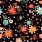 Embroidery flowers. Ditsy seamless pattern. Bright embroidered floral print. Design for fabric, textile, wrapping paper