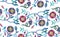 Embroidery flowers Seamless pattern Bright embroidered floral print. Design for fabric textile wrapping paper on white background.