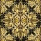 Embroidery gold 3d Baroque seamless pattern. Vector grid textured  background. Tapestry vintage floral  ornament. Baroque