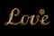 Embroidery gold bright word love
