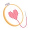 Embroidery hoop, cross stitch heart drawing