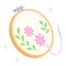 Embroidery hoop, thread and needle drawing