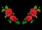 Embroidery neckline pattern with red roses.