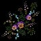 Embroidery pancies floral pattern small branches wild herb with little blue violet field flower. Ornate traditional folk fashion p