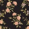 Embroidery seamless floral pattern with peonies blossom.