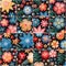 Embroidery seamless patchwork pattern. Original quilting design with bright embroidered flowers