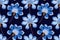 Embroidery seamless pattern with fairytale blue flowers