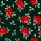 Embroidery seamless pattern in spanish style with red rose flowers on black background. Fashion design. Manton shawl.