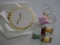 Embroidery stick flower pattern on Fabric handmade DIY sewing accessories have canvas wood hoop and thread put on white background