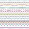 Embroidery stitches. Fashion fabric stitch sew edges sewing zigzag thread, seam cross stitching color seamless stitched