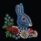 Embroidery stitches with rabbit, roses, chamomile, myosotis in p