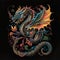 Embroidery style textured bright vector chinese dragon pattern background illustration. Colorful ornamental tapestry chinese