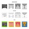 Embroidery, textiles, furniture and other web icon in flat,outline,monochrome style.Curtains, stick, cornices, icons in