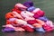 embroidery threads in red and purple