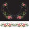 Embroidery traditional neck pattern with red roses and forget me