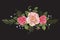 Embroidery traditional pattern with pink roses and forget me not.
