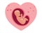 Embryo in mother\\\'s heart. Fetal development during pregnancy. Illustration vector