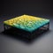 Emerald 3d Print Coffee Table With Organic Texture In Blue And Yellow