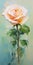 Emerald And Beige: Romantic Orange Rose Oil Painting