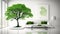 Emerald Canopy - A Minimalist Green AI Art of a Tree, Made with Generative AI