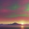 Emerald color sky at Sunset, color gradient background. AI-Generated.