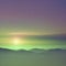 Emerald color sky at Sunset, color gradient background. AI-Generated.