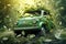 Emerald Elegance: A Classic Car Enveloped in Nature's Splendor - Generative AI