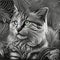 Emerald gaze: A whiskered wonder in monochrome.AI generated