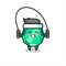 Emerald gemstone character cartoon with skipping rope