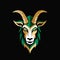 Emerald And Gold Goat Logo On Black Background