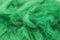 Emerald green piece of Australian sheep wool Merino breed close-up on a white background