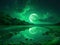 Emerald Lunar Luminescence: Captivating Green Glow Night