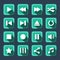 Emerald Multimedia Vector Icons With Long Shadow