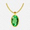 Emerald necklace icon, realistic style