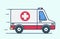 Emergency ambulance vector illustration. Medical vehicle. Ambulance car in flat style