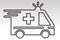 Emergency ambulance vehicle services line art icon on a transparent background