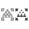 Emergency assembly point line and solid icon. Evacuation gathering outline style pictogram on white background. People